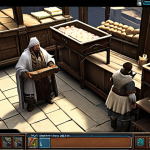 **

`A bustling in-game marketplace scene in Lineage. German players are actively trading items, with a focus on understanding supply and demand. Include charts or graphs overlaying the scene to visualize market analysis. Emphasis on Adena transactions and the excitement of a successful trade.`

**
