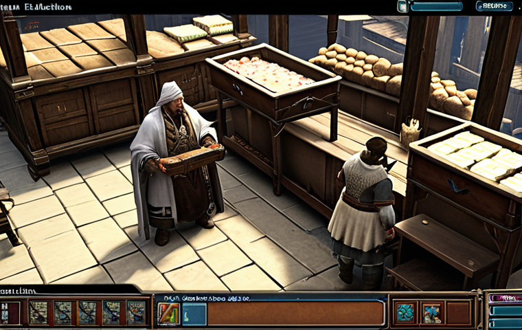 **
`A bustling in-game marketplace scene in Lineage. German players are actively trading items, with a focus on understanding supply and demand. Include charts or graphs overlaying the scene to visualize market analysis. Emphasis on Adena transactions and the excitement of a successful trade.`
**
