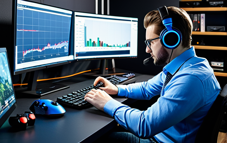 Analyzing Market Trends**
"A serious, focused gamer in a modern, brightly lit gaming room, fully clothed in casual but professional attire, such as a button-down shirt and jeans, sits at a large desk with multiple monitors displaying charts and graphs related to in-game item prices. He's taking notes in a stylish notebook. The room includes gaming peripherals like a high-end headset and keyboard. Background elements: a shelf with gaming-related collectibles, a comfortable gaming chair. The atmosphere is one of strategic planning and analysis. Safe for work, appropriate content, professional, perfect anatomy, natural proportions, well-formed hands. High quality, detailed rendering."
**