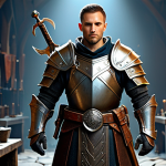 The Prepared Warrior**

"A fully clothed, professional-looking warrior in detailed fantasy armor, standing in a blacksmith's workshop surrounded by weapons and gear. Focus on the intricate design of the armor, highlighting its defensive capabilities and emphasizing high strength and constitution. The warrior has well-formed hands gripping a sturdy, well-crafted sword. Include visible details such as a worn leather belt, a potion vial, and a meticulously maintained shield. Soft, diffused lighting. Perfect anatomy, correct proportions, natural pose, safe for work, appropriate content, modest clothing, family-friendly."

**