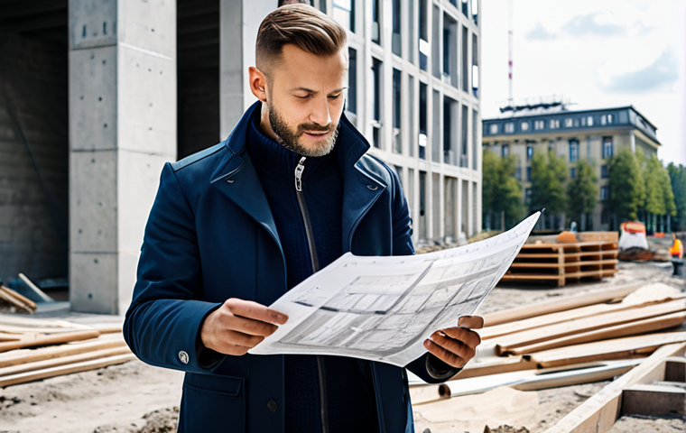 리니지 영웅 등급 캐릭터 - A professional architect, fully clothed in a stylish yet modest outfit, reviewing blueprints on a co...