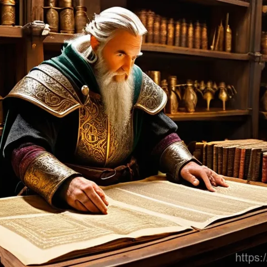 리니지 크래프팅 경제학 - **Prompt 1: The Market Strategist in a Bustling Fantasy Auction House** "A wise, observant human...