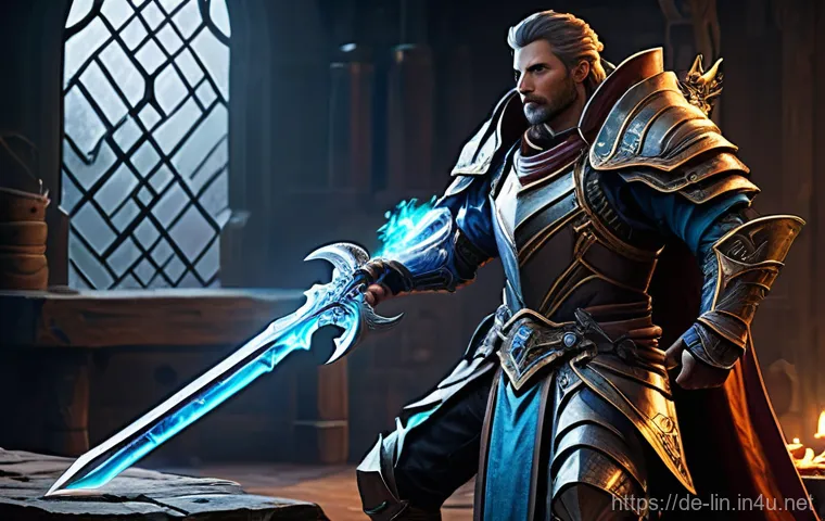 리니지 크리티컬 데미지 계산법 - **Enchanted Equipment and Strategic Enhancement:** A determined male or female fantasy RPG chara...