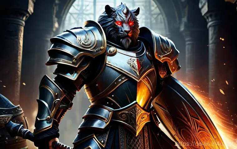 리니지 추천 장비 세트 - The Unyielding Tank: Defender of the Frontline** "A heroic male Human Tank character from a fantasy...