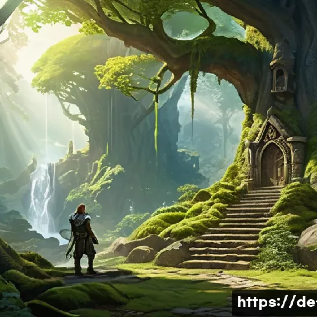 리니지 커뮤니티 게임 플레이 토론 - **Prompt:** A diverse group of fantasy adventurers is shown in a vibrant, ancient ruin within a lush...