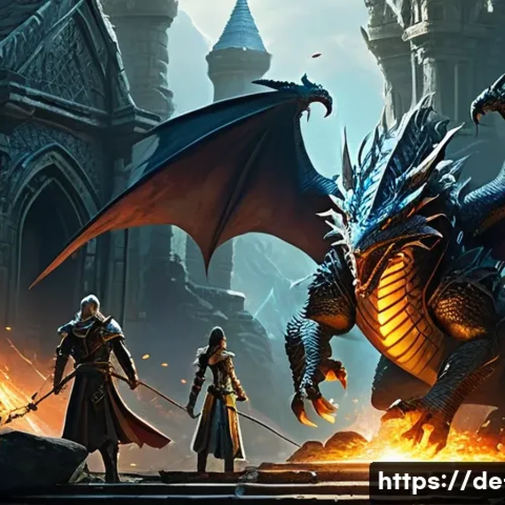 리니지 커뮤니티 이벤트 소개 - **Subject:** A diverse group of four Lineage-style fantasy adventurers &ndash; a heavily armored male warr...
