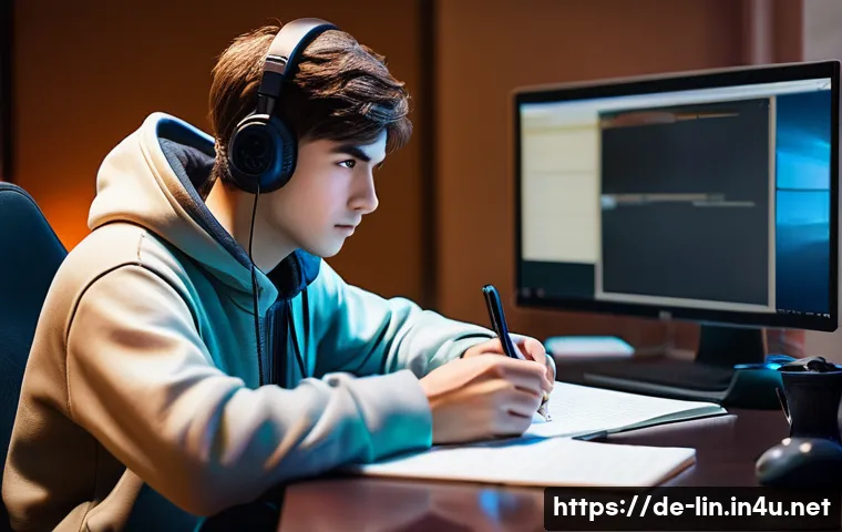 리니지 공식 가이드북 리뷰 - **Prompt:** "A male gamer in his late 20s, with short, neat brown hair and wearing a comfortable, ne...