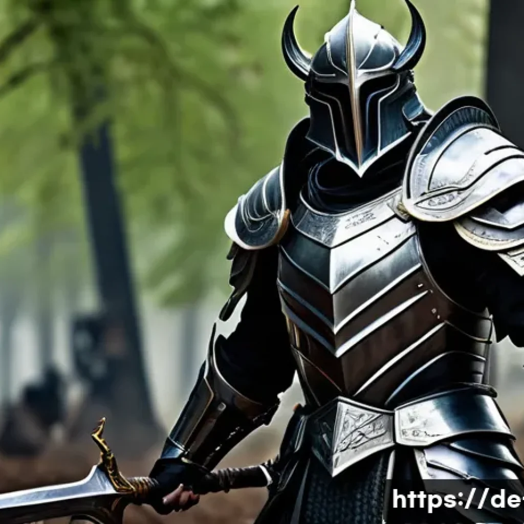 리니지 고급 장비 투자 방법 - A legendary heavy armor set featuring the "Titanium Breastplate" displayed on a strong, armored male...