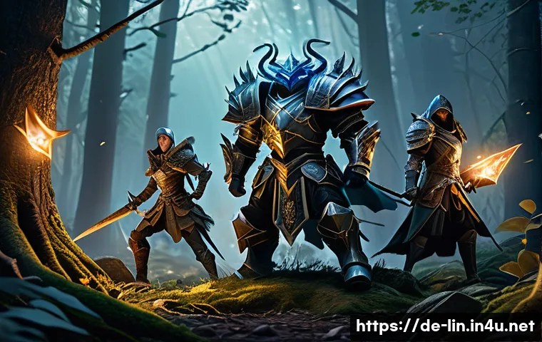 리니지 패션 아이템 모으는 법 - A dynamic fantasy battle scene featuring a diverse group of players in intricately designed armor an...