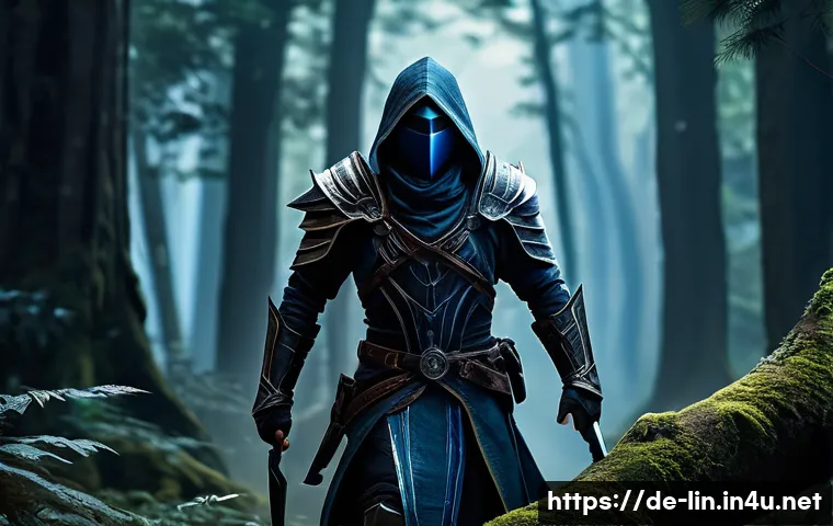 리니지 신규 콘텐츠 준비 - A dynamic fantasy warrior character in sleek shadow runner armor, emphasizing speed and stealth, pos...