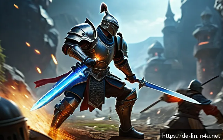 리니지 버프 아이템 추천 - A dynamic PvP battle scene in a fantasy MMORPG setting, featuring a nimble warrior character wearing...