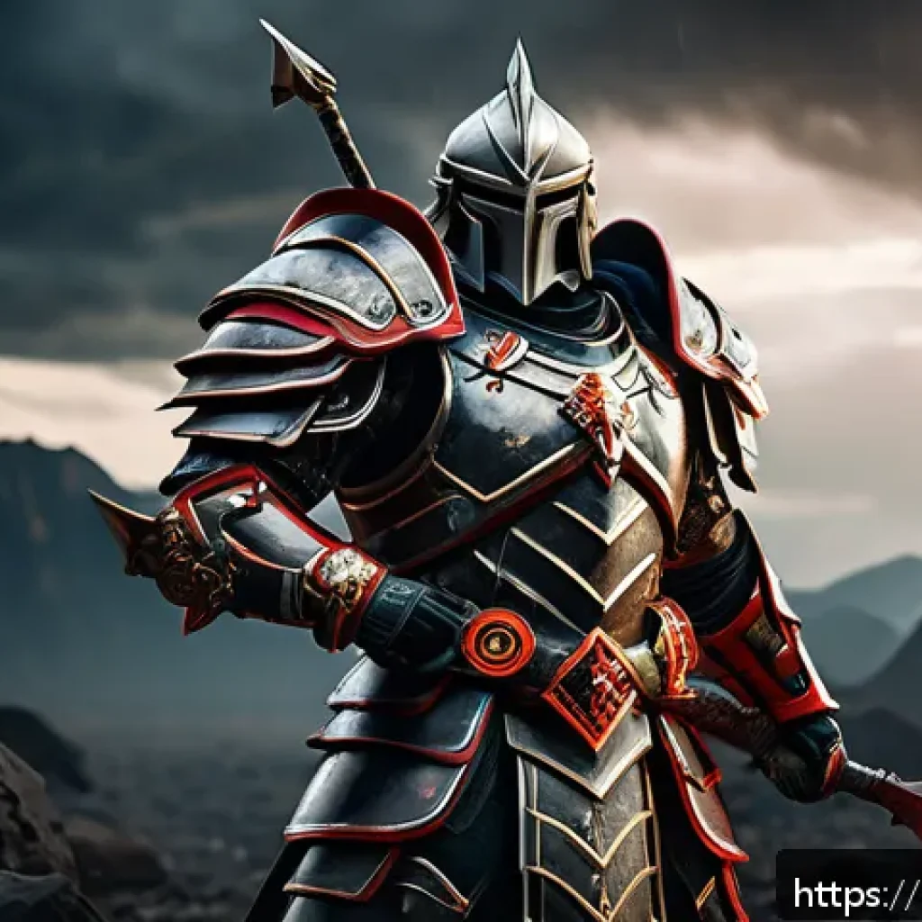 리니지 변신 장비 효과 - A fantasy warrior character in a dynamic battle stance, wearing intricately detailed transformation ...