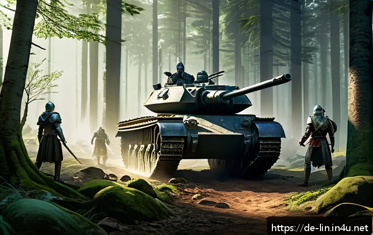 리니지 희귀 모드 사용법 - A detailed fantasy RPG group battle scene set in a dense, mystical forest clearing during Rare Mode ...