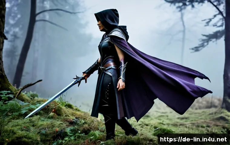 리니지 다크 엘프 클래스 공략 - Photorealistic cinematic dark elf female warrior class guide concept, athletic fully clothed fantasy...